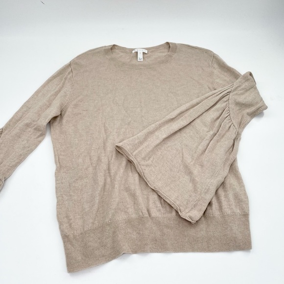 Leith Sweaters - Leith Taupe Heather Pullover Sweater S with Bell Sleeve